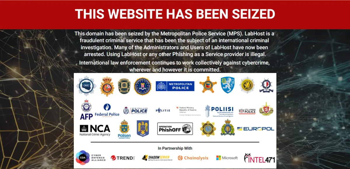 Operacija Phishoff - Ugašena web stranica Labhosta