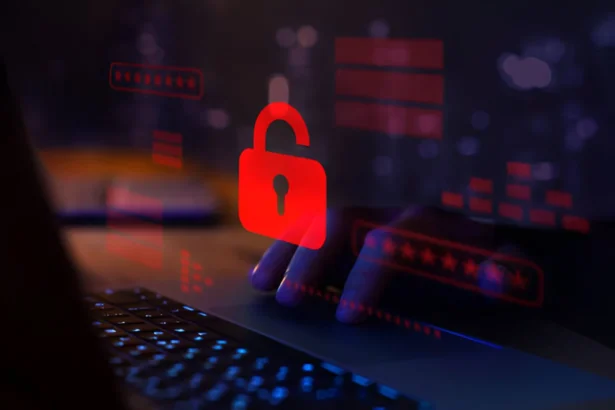 ilustracija cyber napada i digitalni brava